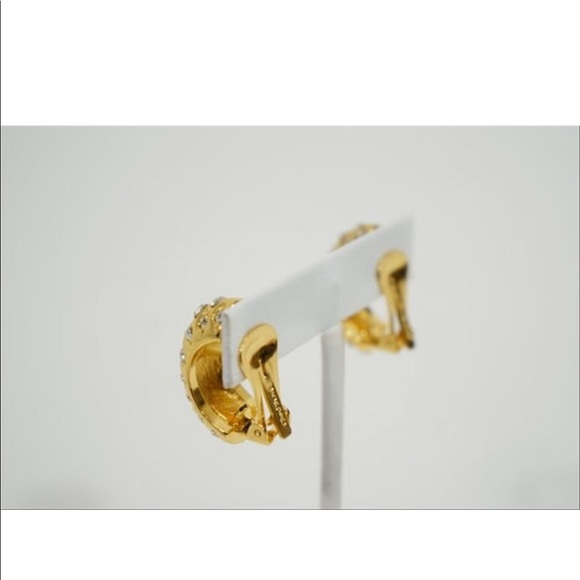 Dior Crystal Gold Half Moon Earrings - Picture 4 of 5